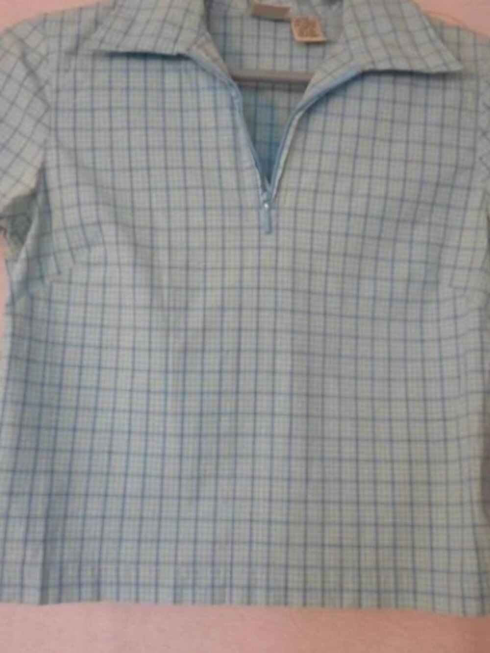 GAP Blue check 1/2 zip cotton blend Top